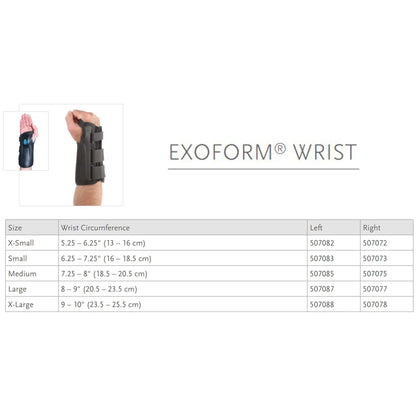 WRIST BRACE, EXOFORM LT SM 8"OSSURA