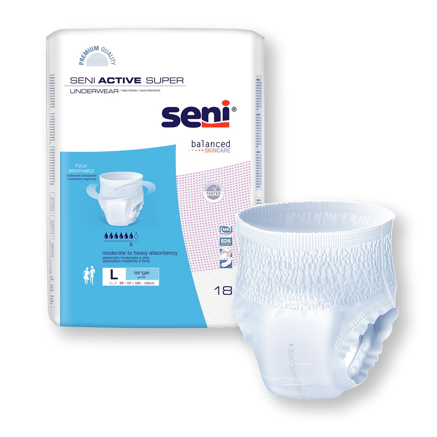 UNDERWEAR, INCONT ACTIVE SUPERLG 39"-53"