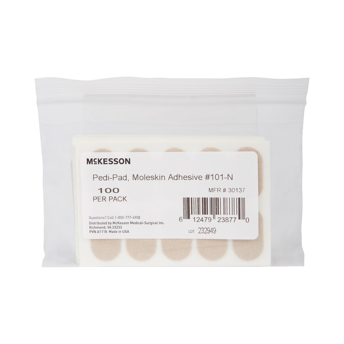 PEDI-PAD, MOLESKIN ADH TAN #100/PK 10PK/CS)