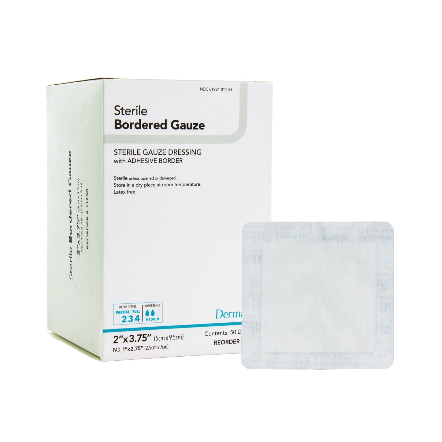GAUZE, BORDERED STERILE ISLAND2X3.75
