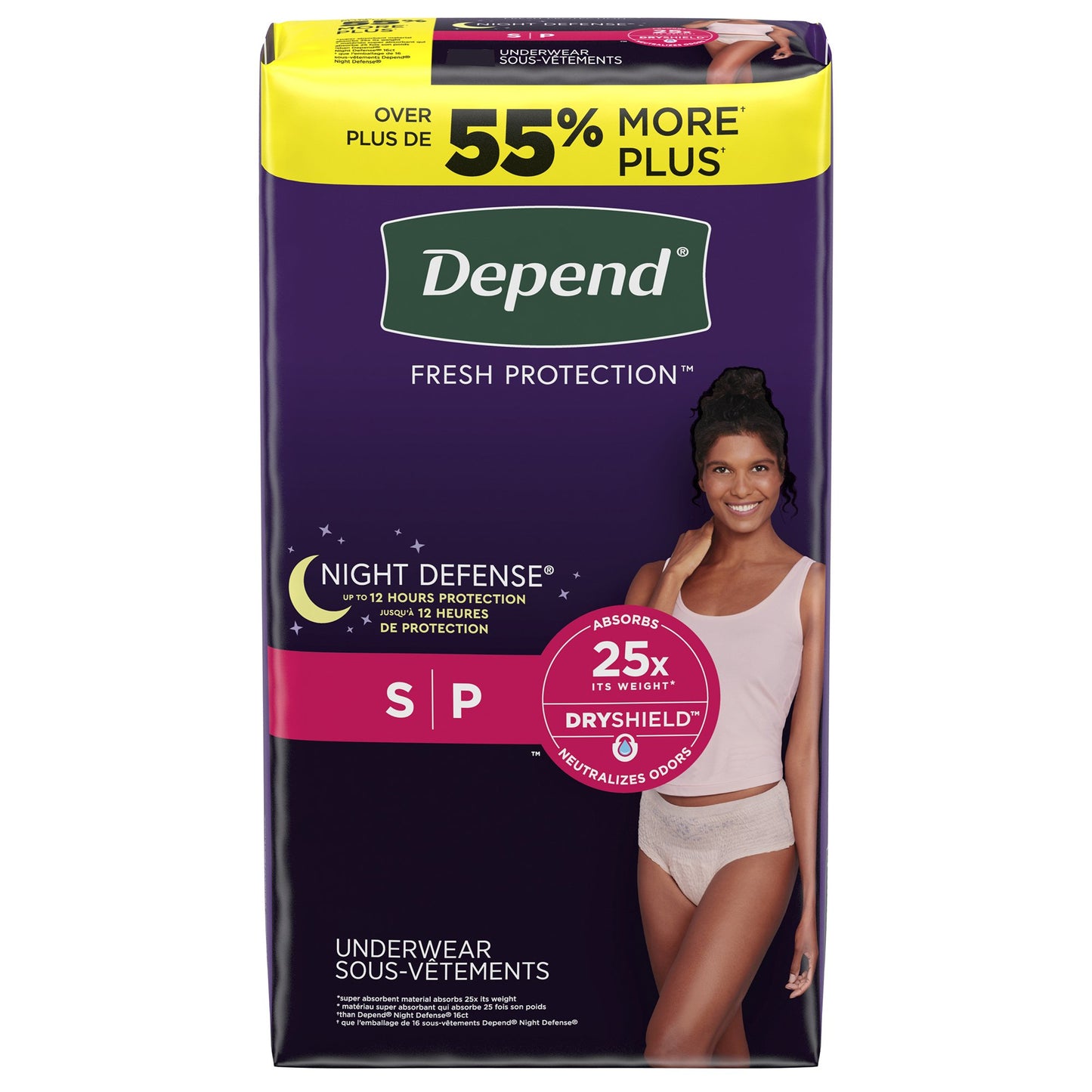 UNDERWEAR, INCONT DEPEND OVRNIGHT BLUSH FML SM