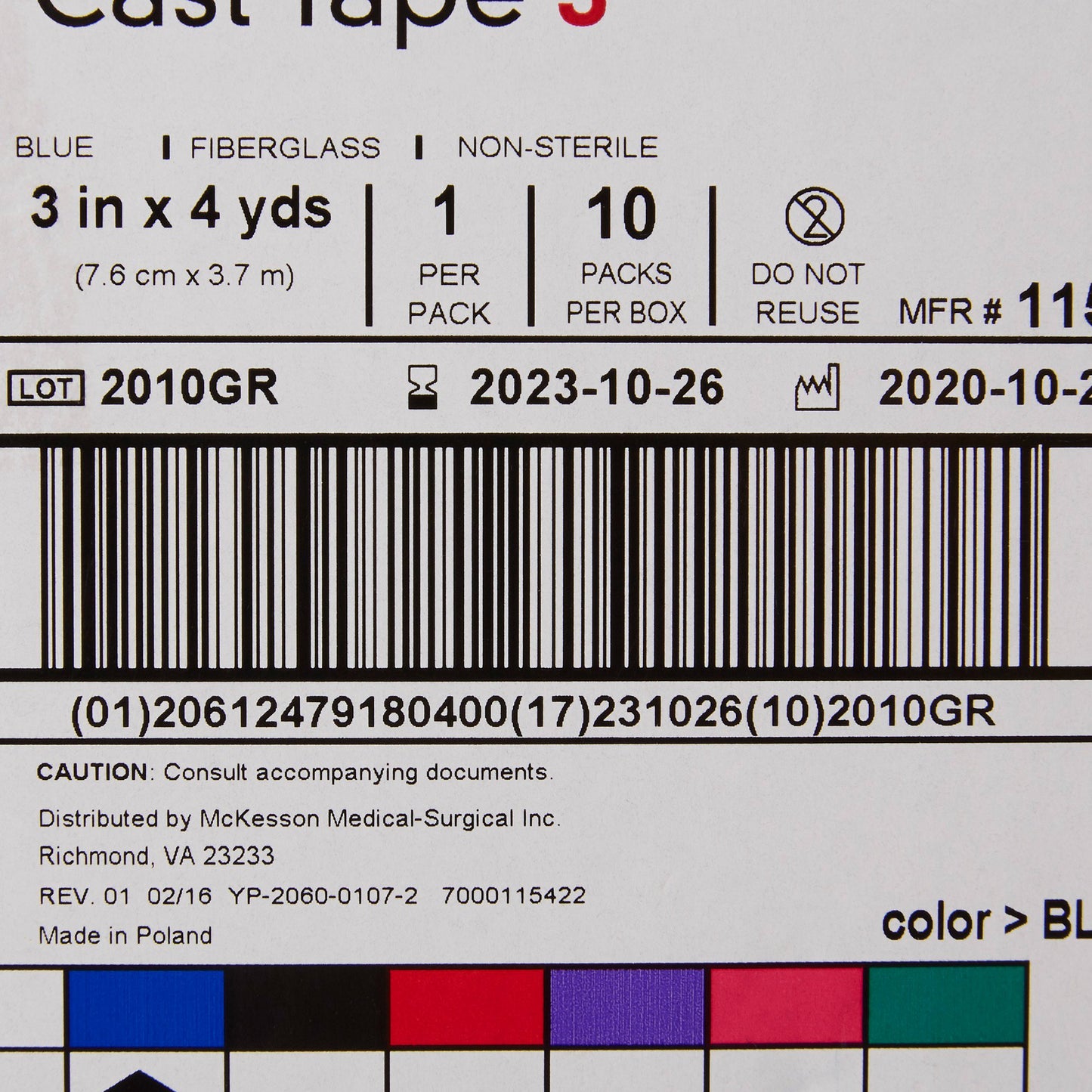 TAPE, CAST BLU LF 3"X4YDS