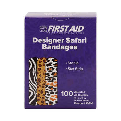 BANDAGE, ADHSV STRIP SAFARI 3/4"X3"