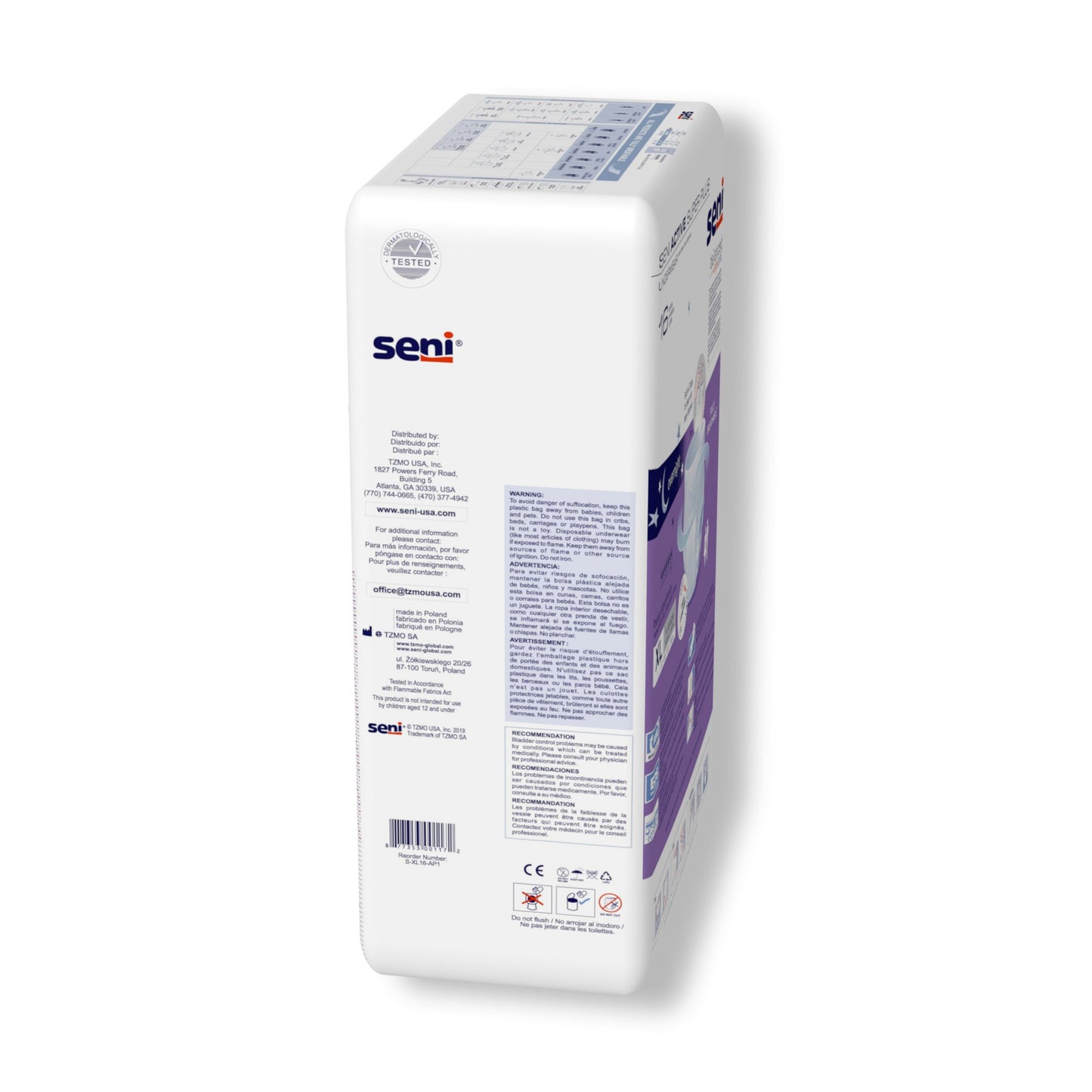 UNDERWEAR, SENI ACTIVE PLUS XLG