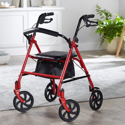WALKER, ROLLATOR DURA FOLDINGSTEEL W/7.5" WHLS RED 350LB