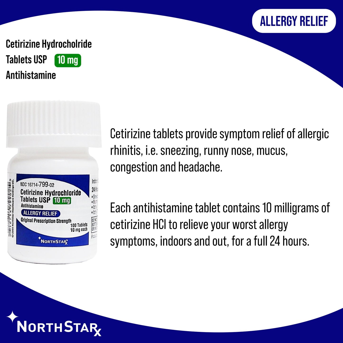 CETIRIZINE HCL, TAB 10MG