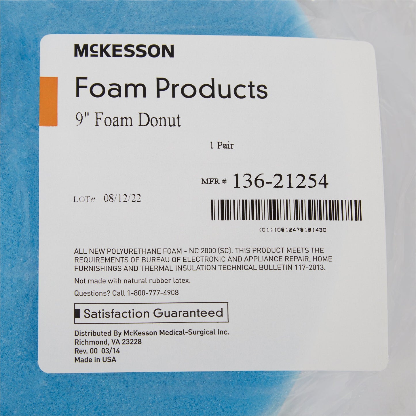CUSHION, FOAM DONUT 9"