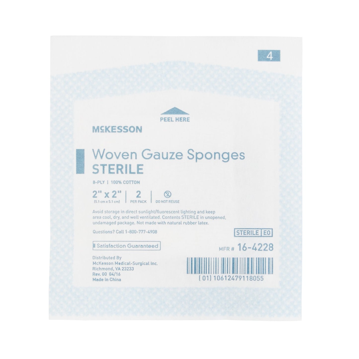SPONGE, GAUZE 8PLY STR 2"X2"