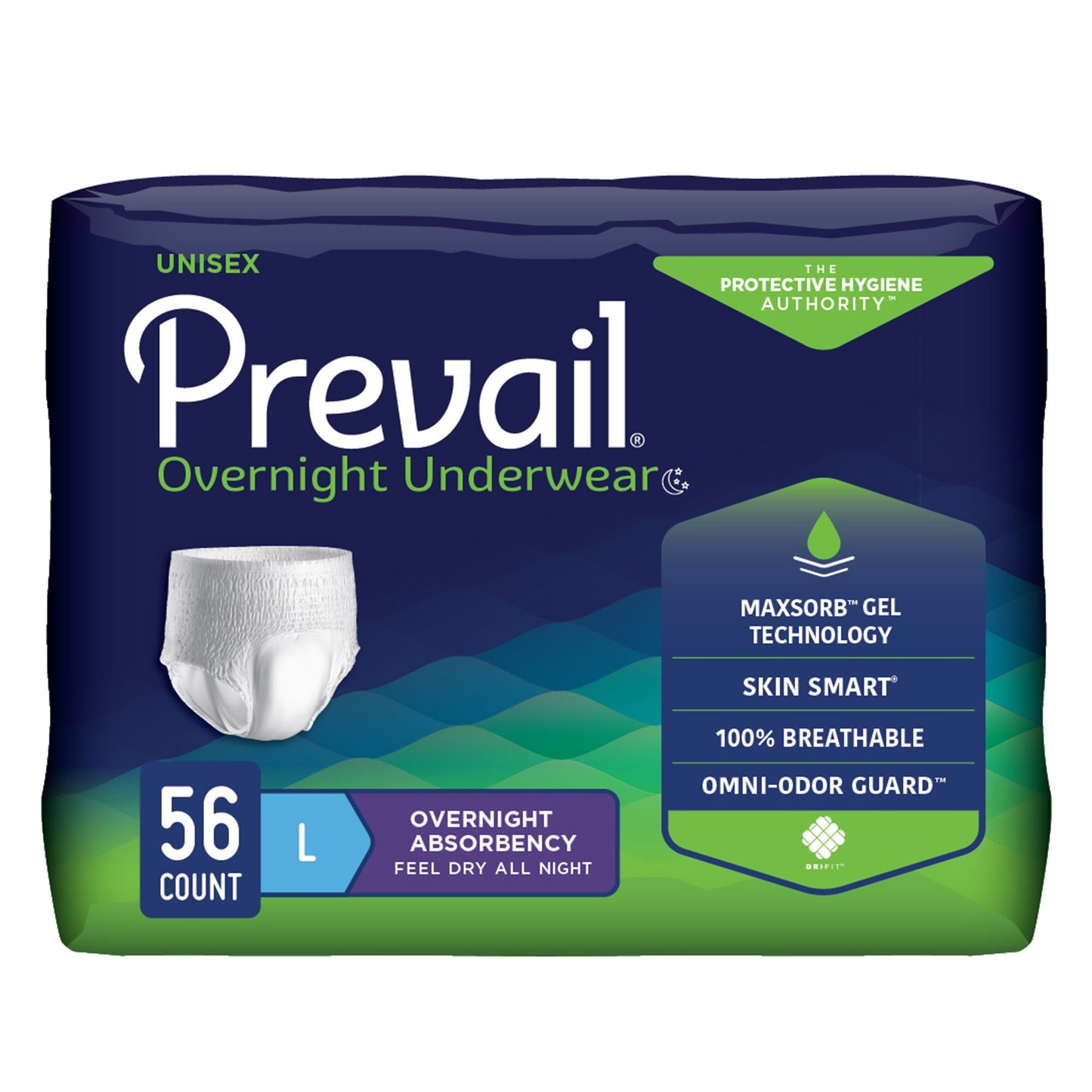 UNDERWEAR, OVERNIGHT PROT PREVAIL LG 44-58"