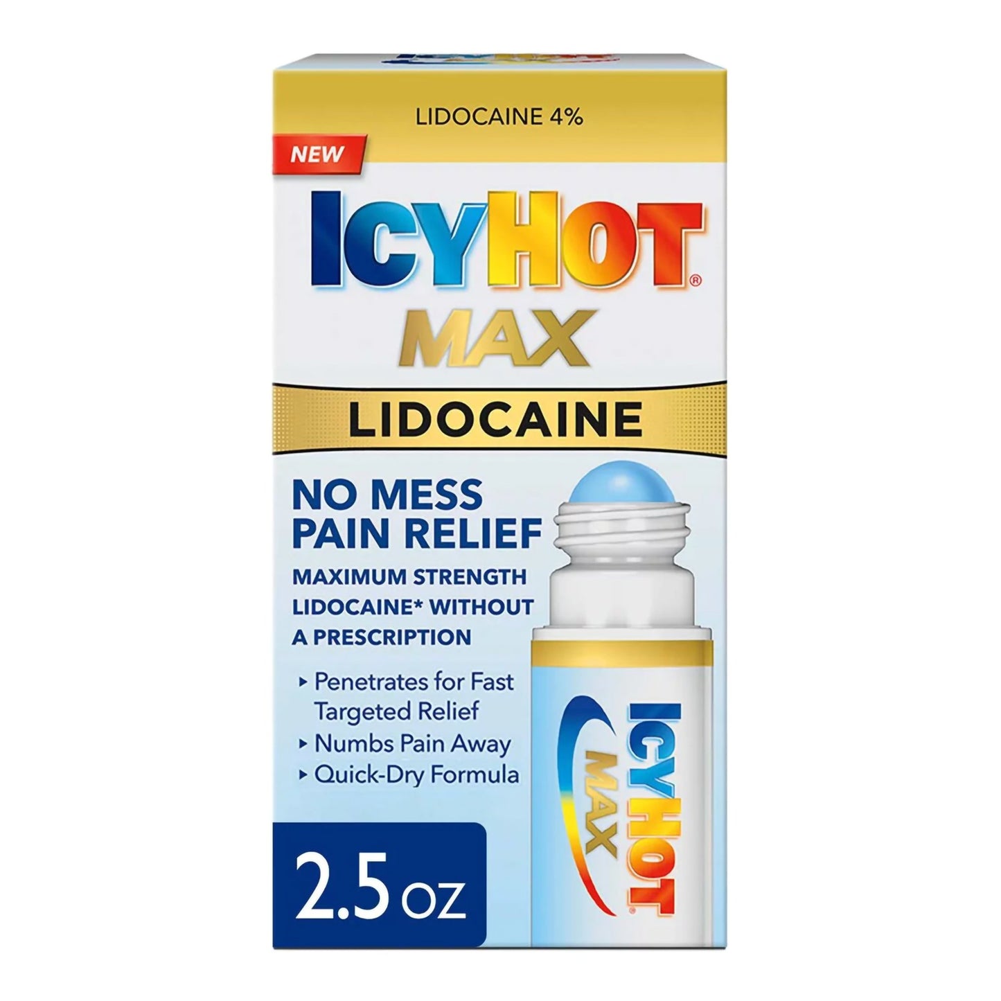ICY HOT, ROLL-ON LIDOCAINE NOMESS PAIN RELIEF 2.5OZ