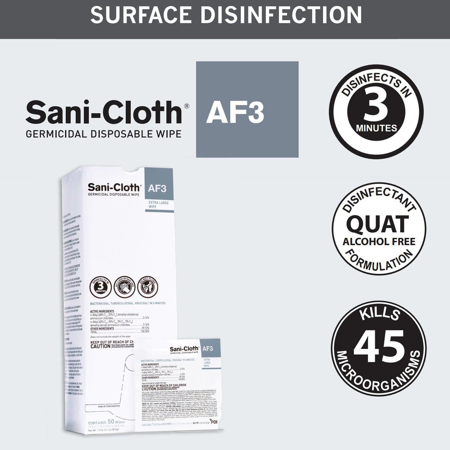 WIPE, SANICLOTH AF3 WET XLG 11.5"X11.75"