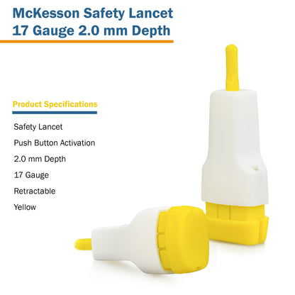 LANCET, SAFETY PUSH-BUTTON 17GNDL 2.0MM LF YLW