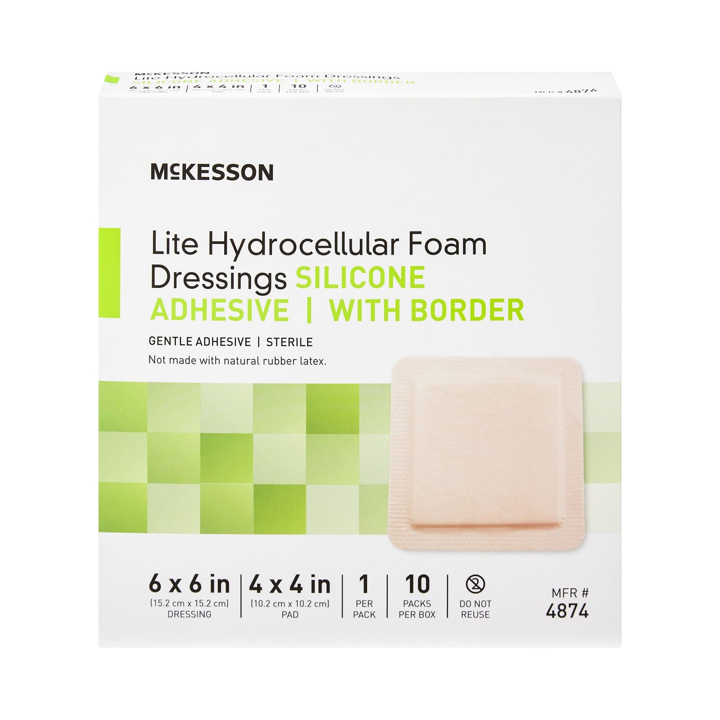 FOAM, ADH SIL LT W/BORDER 6"X6"