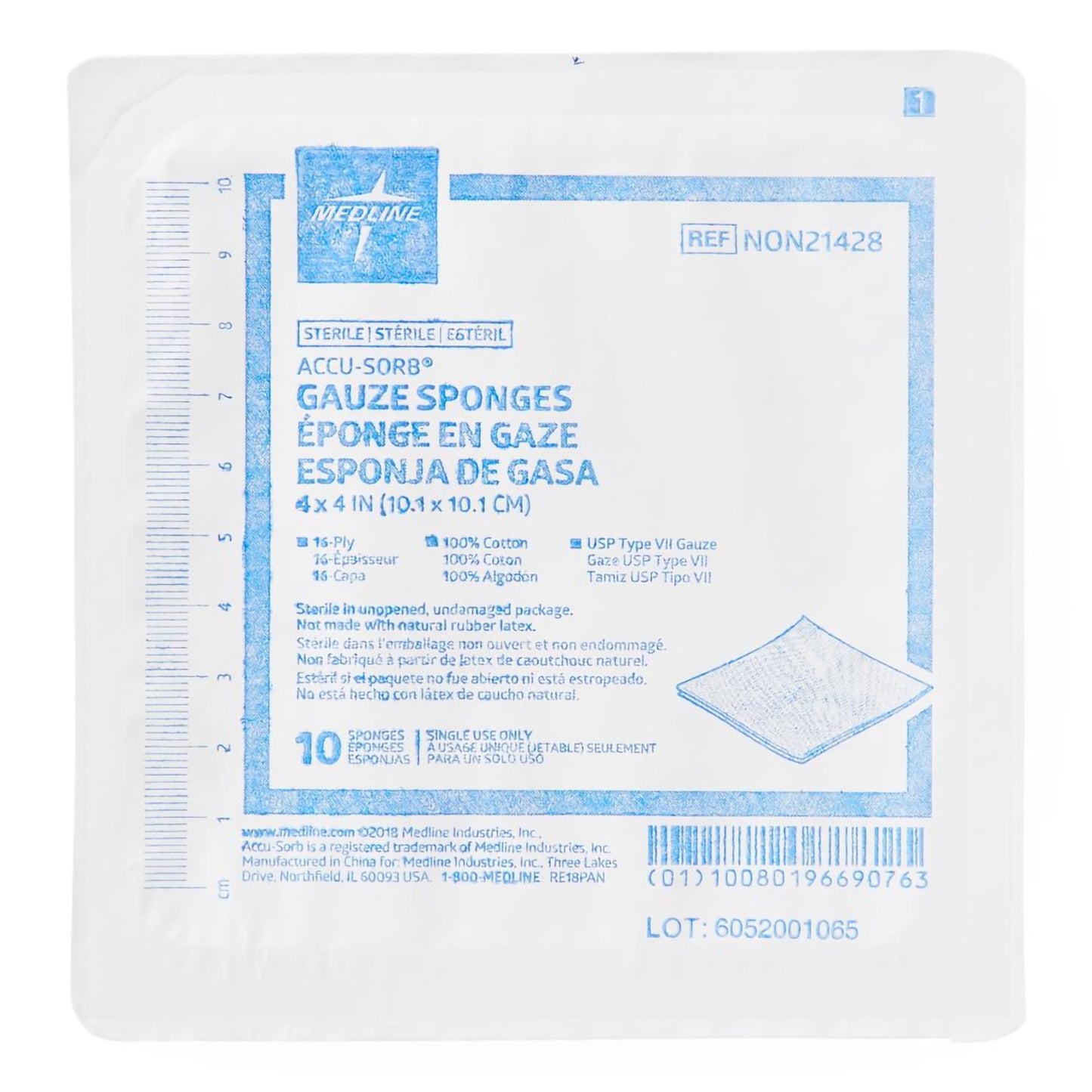SPONGE, GAUZE 16PLY STR 4"X4"
