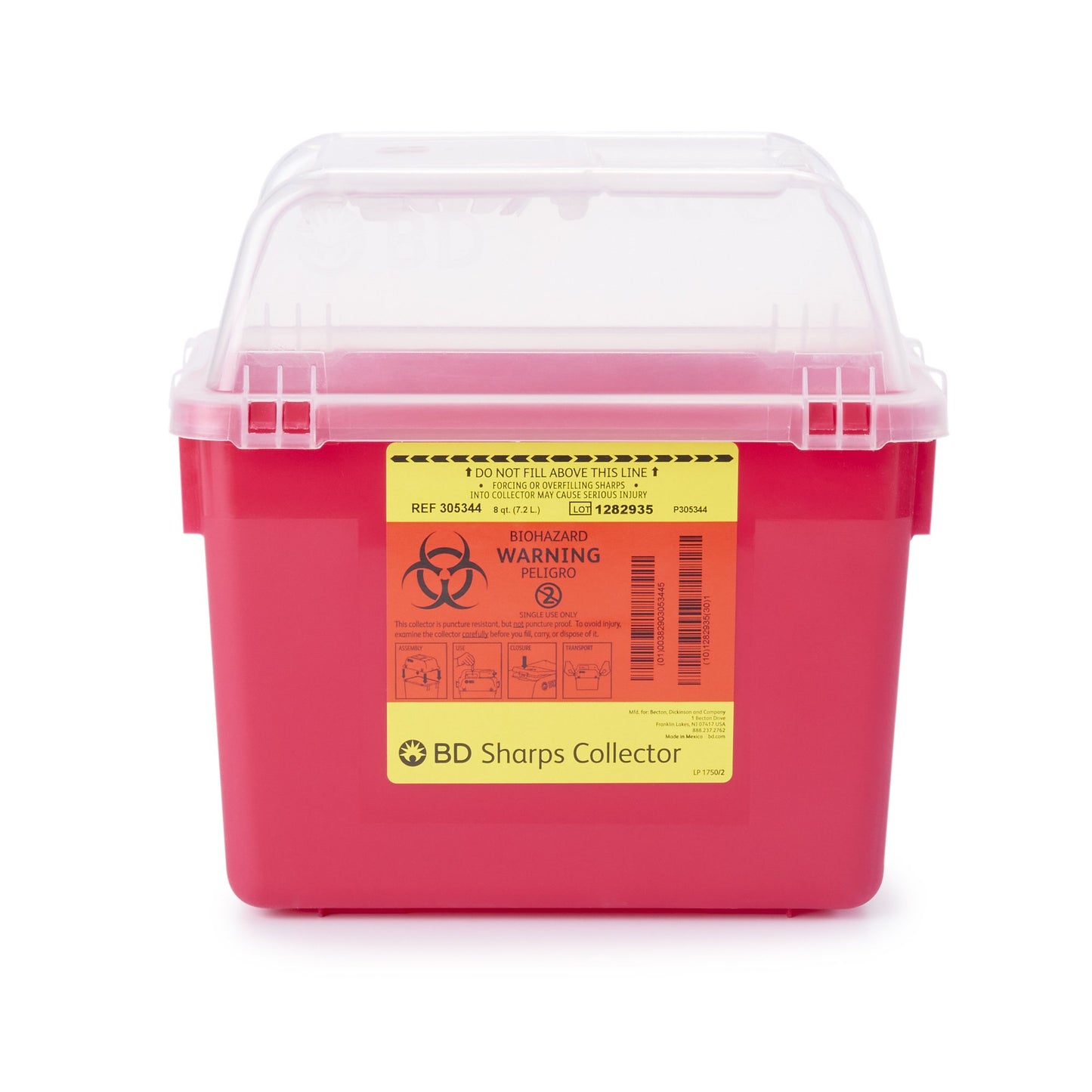 CONTAINER, SHARPS RED 8QT FUNNEL TOP