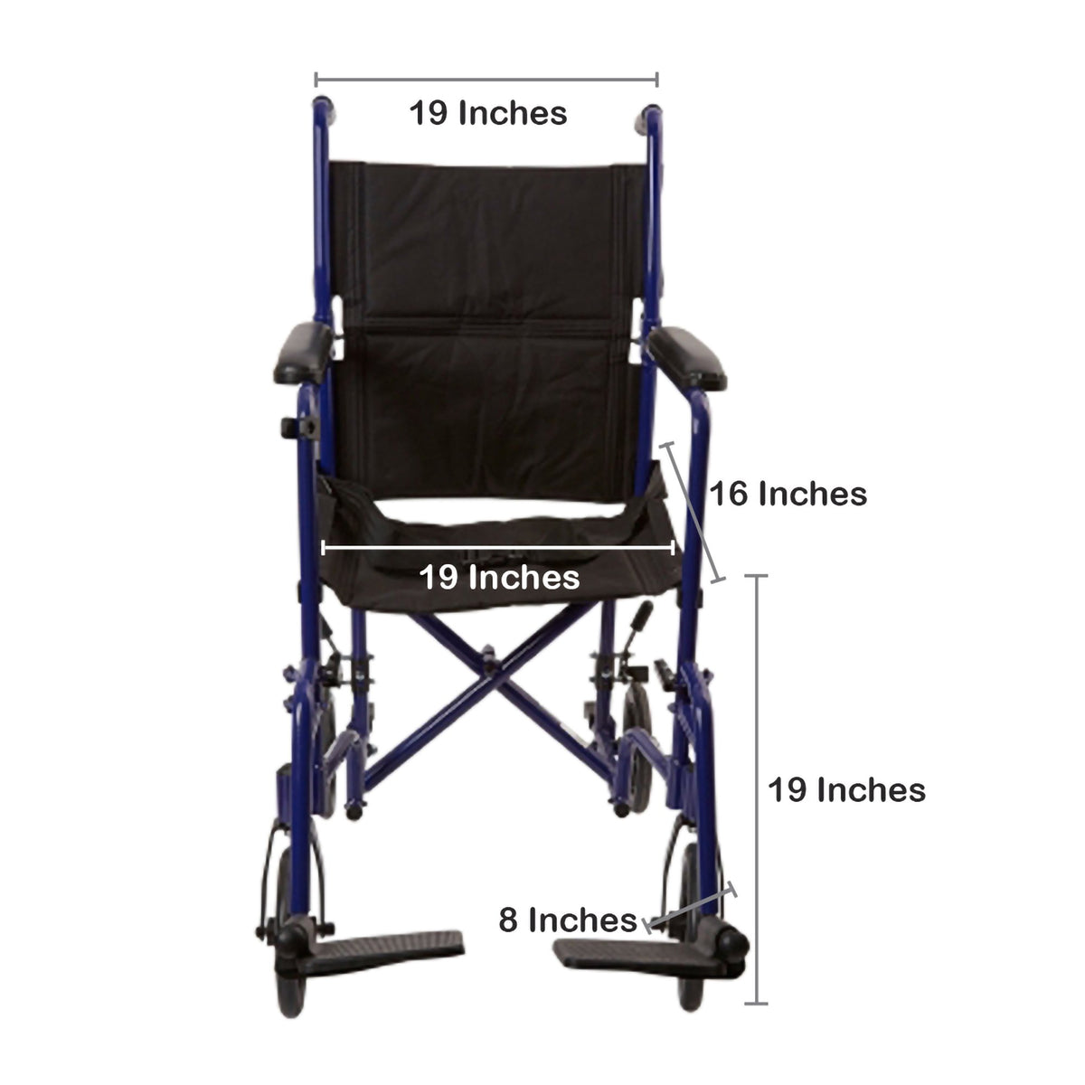 CHAIR, TRANS ALUM BLU 19"