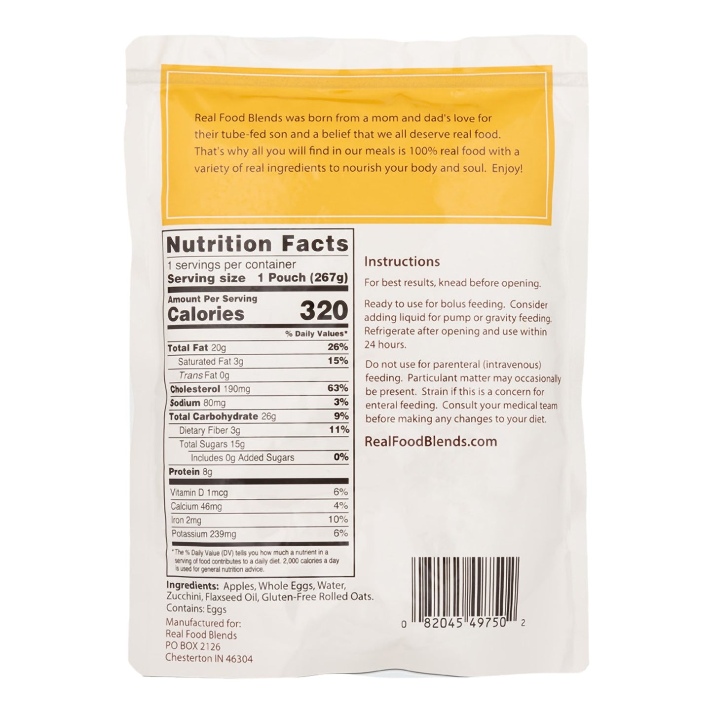 ENTERAL FEEDING, EGGS /APPLES& OATS