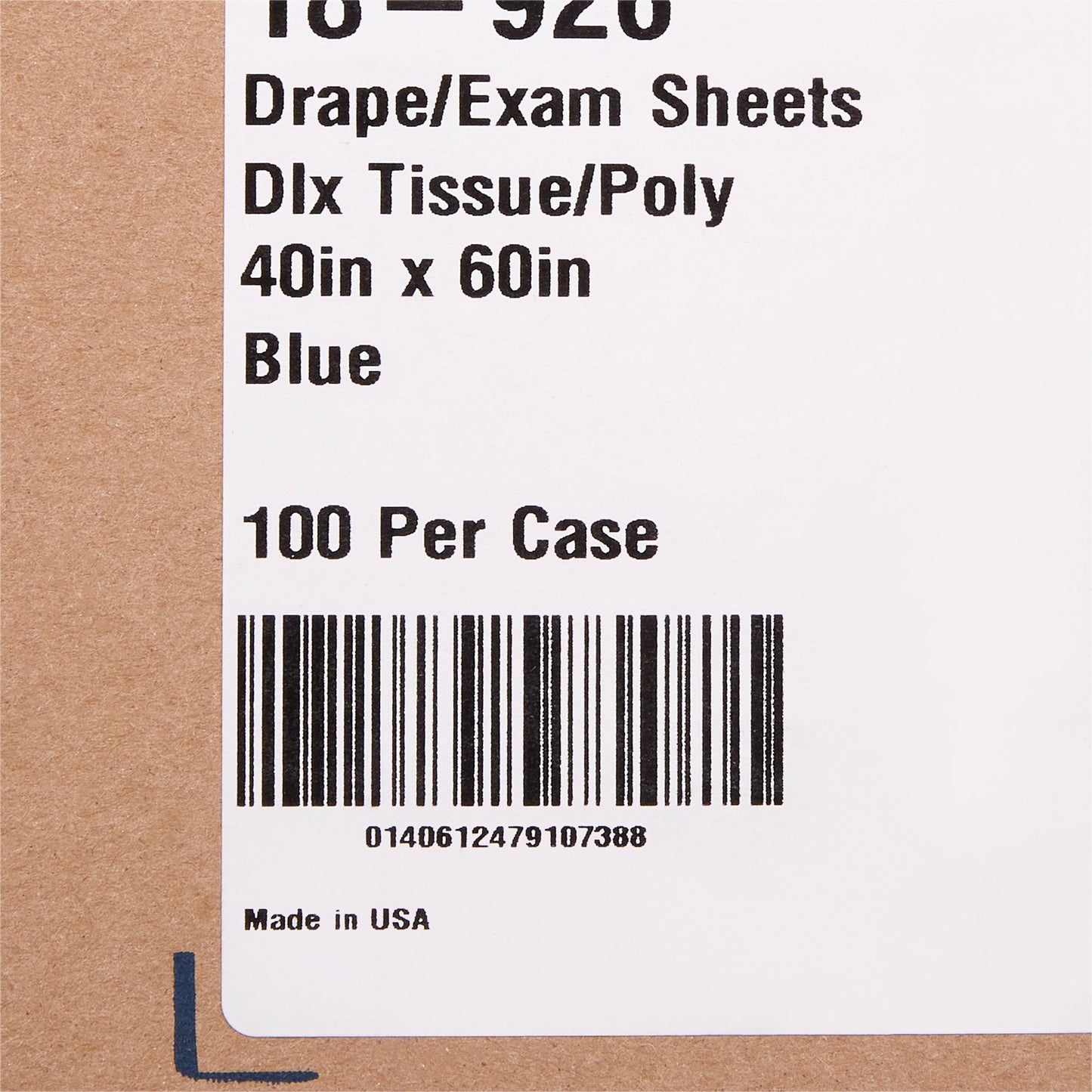 SHEET, DRAPE TISSUE/POLY BLU 40X60