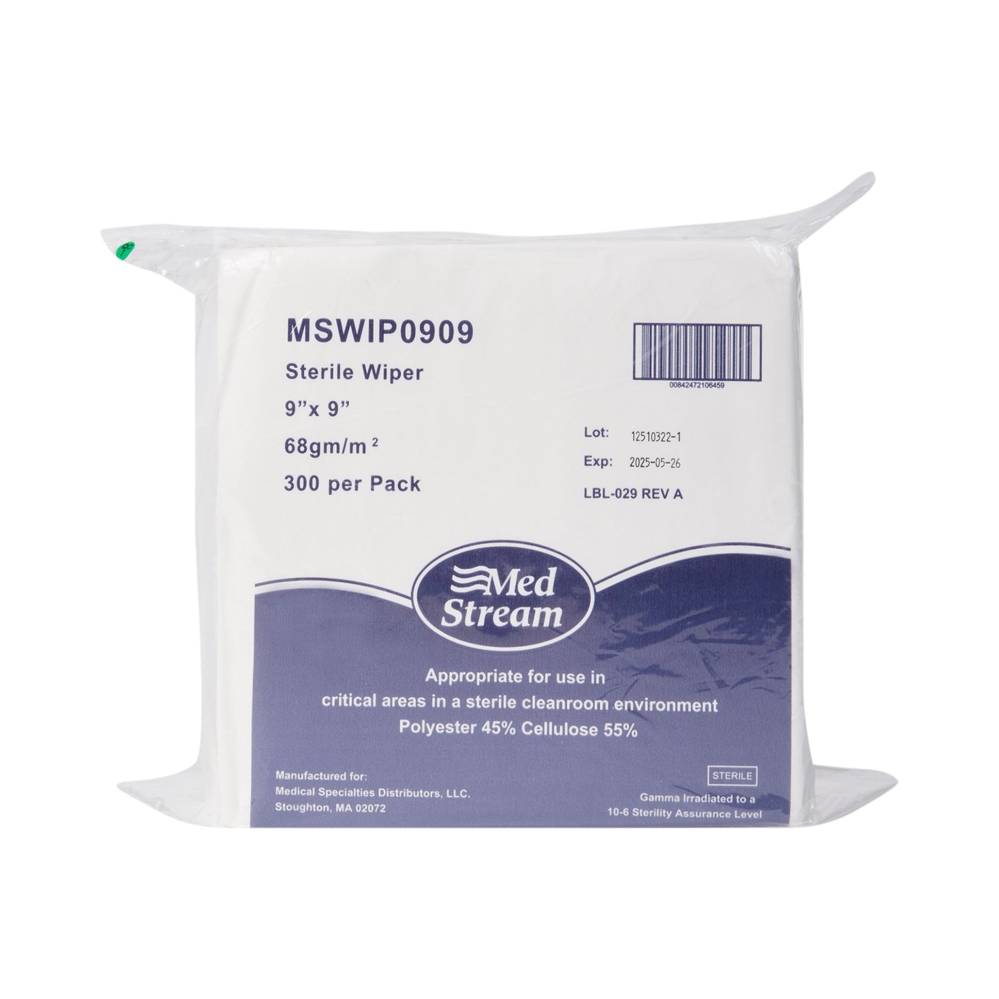 WIPE, CLEANROOM ISO CLASS5 STRDISP WHT 9X9"