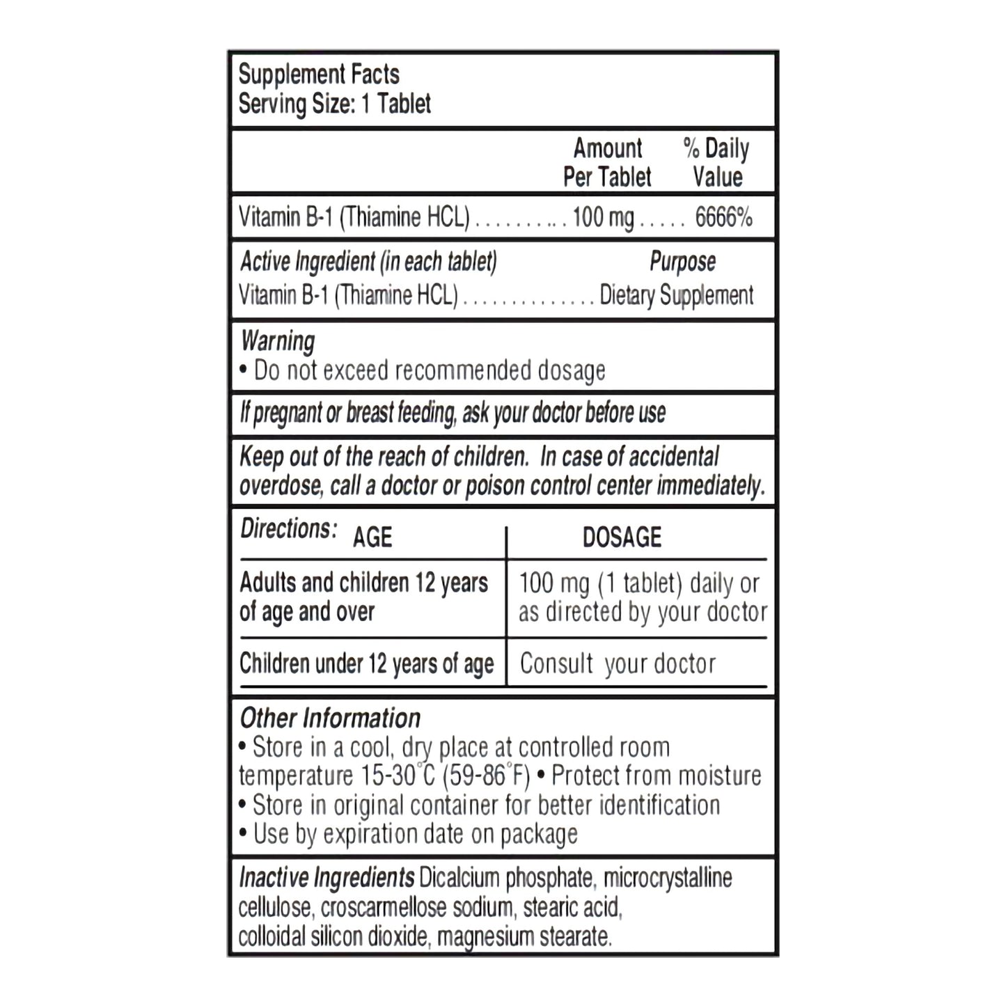 THIAMINE HCL, TAB 100MG
