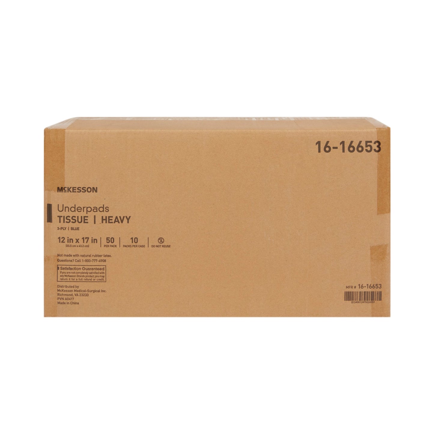 UNDERPAD, 3PLY TISS BLU 12X17