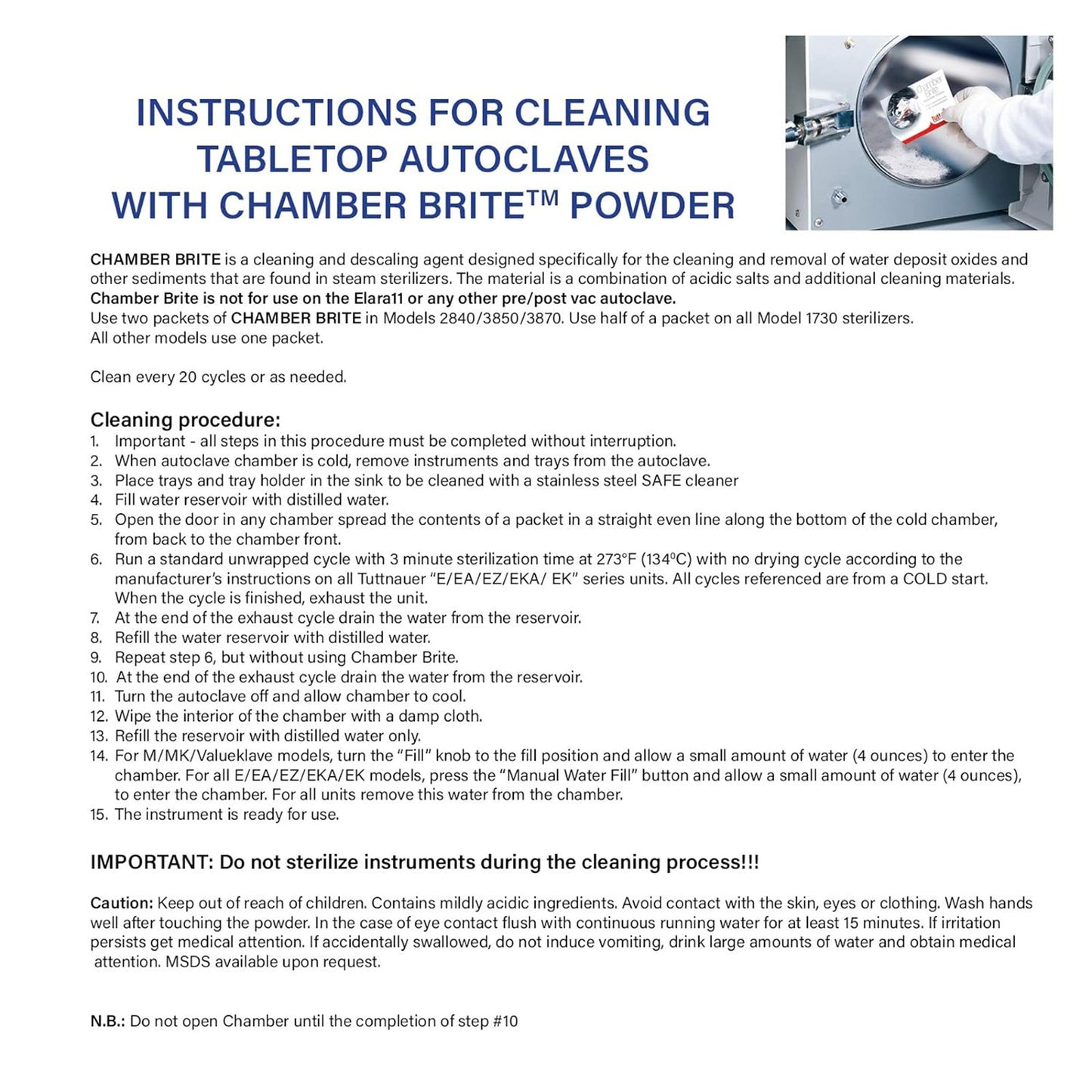 CLEANER, AUTOCLAVE CHAMBER BRITE