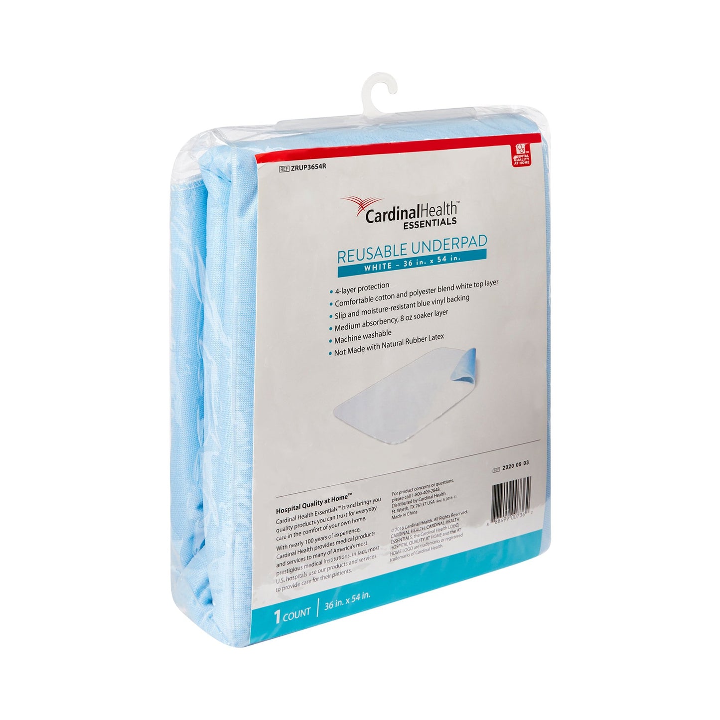 UNDERPAD, BED WATERPRF PVC BCKBLU/WHT 36"X54"