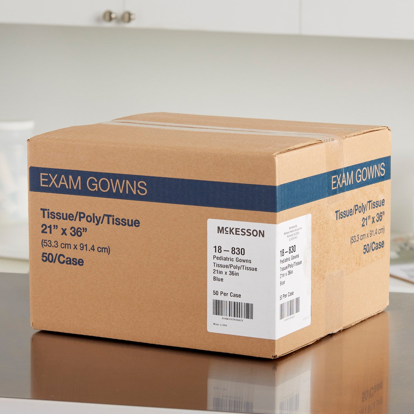 GOWN, EXAM T/P/T PED F/B OPN BLU 21X36