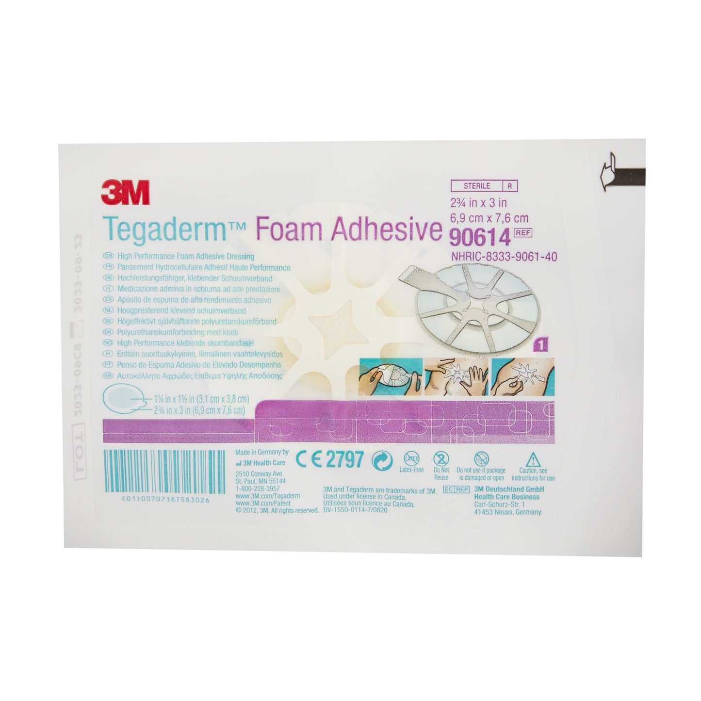 DRESSING, TEGADERM FOAM OVL 23/4"X3"