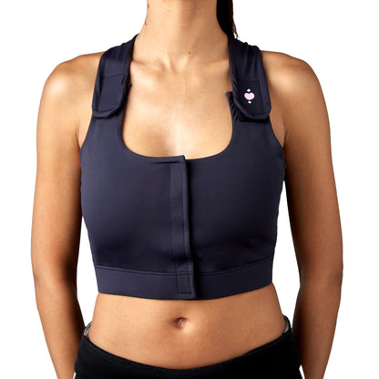 BRA, PST-OP SERENA W/PCKT PUFFADJ STRAP BLK LG