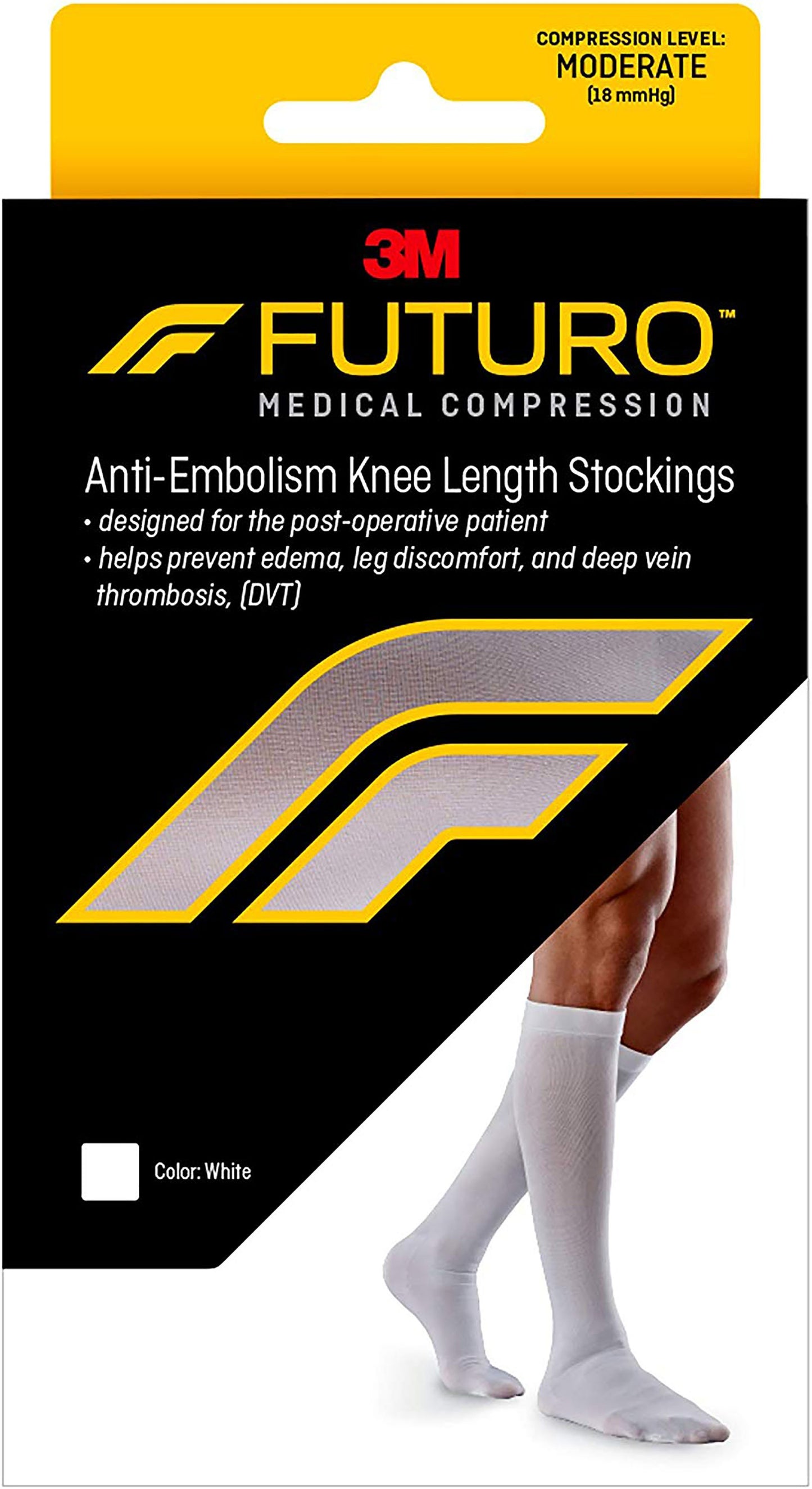 STOCKING, ANTI-EMBOLISM KNEE CLOSED-TOE WHT XLG REG