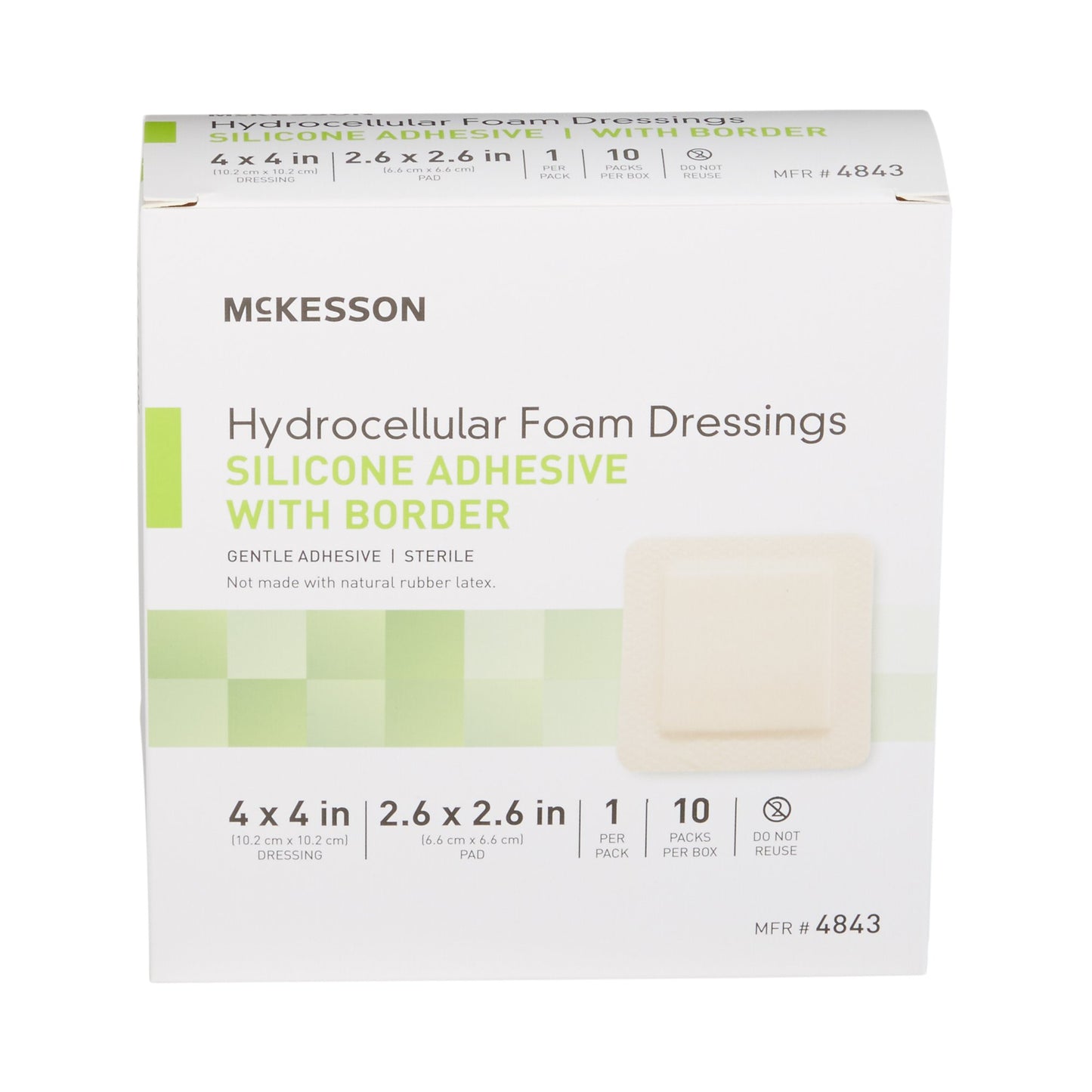 FOAM, ADH SIL W/BORDER 4"X4"