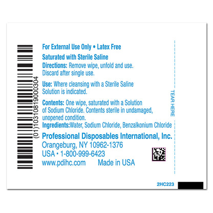 WIPE, ISOTONIC SALINE STR 6"X4"