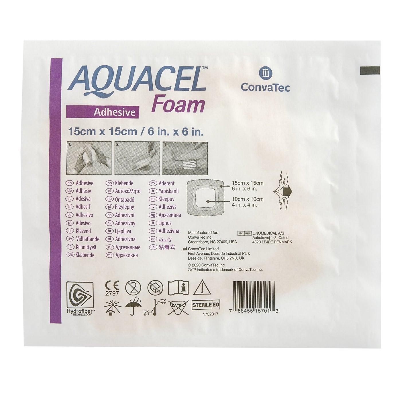 DRESSING, AQUACEL FOAM ADH 6"X6"