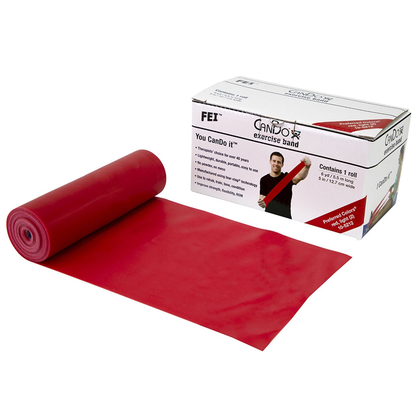 BAND, EXERCISE CANDO LOW-PDR 6YDS RED FABENT