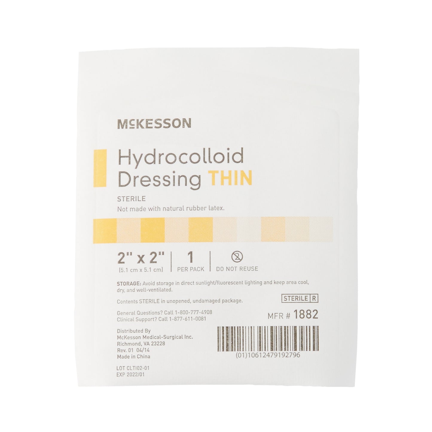 DRESSING, HYDROCOLLOID THIN STR 2"X2"