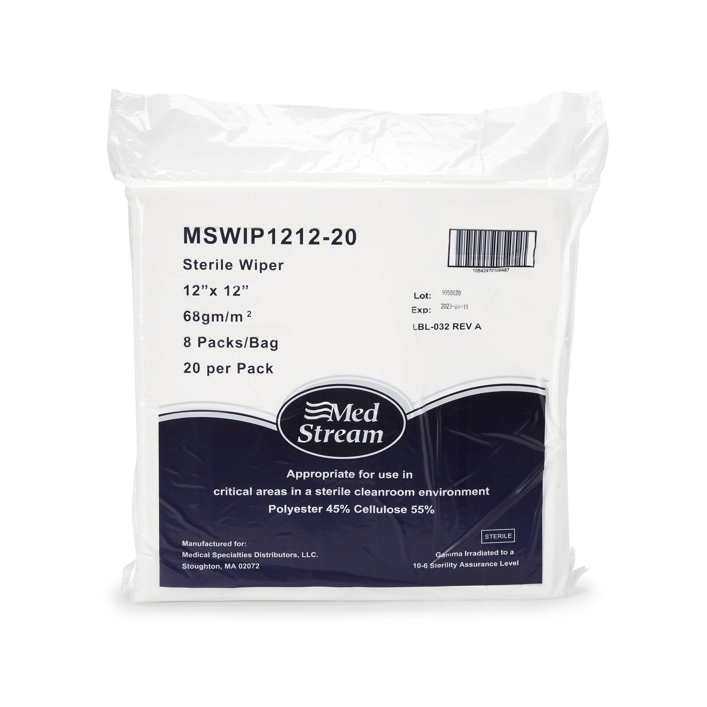 WIPE, CLEANROOM ISO CLASS5 STRDISP WHT 12X12"