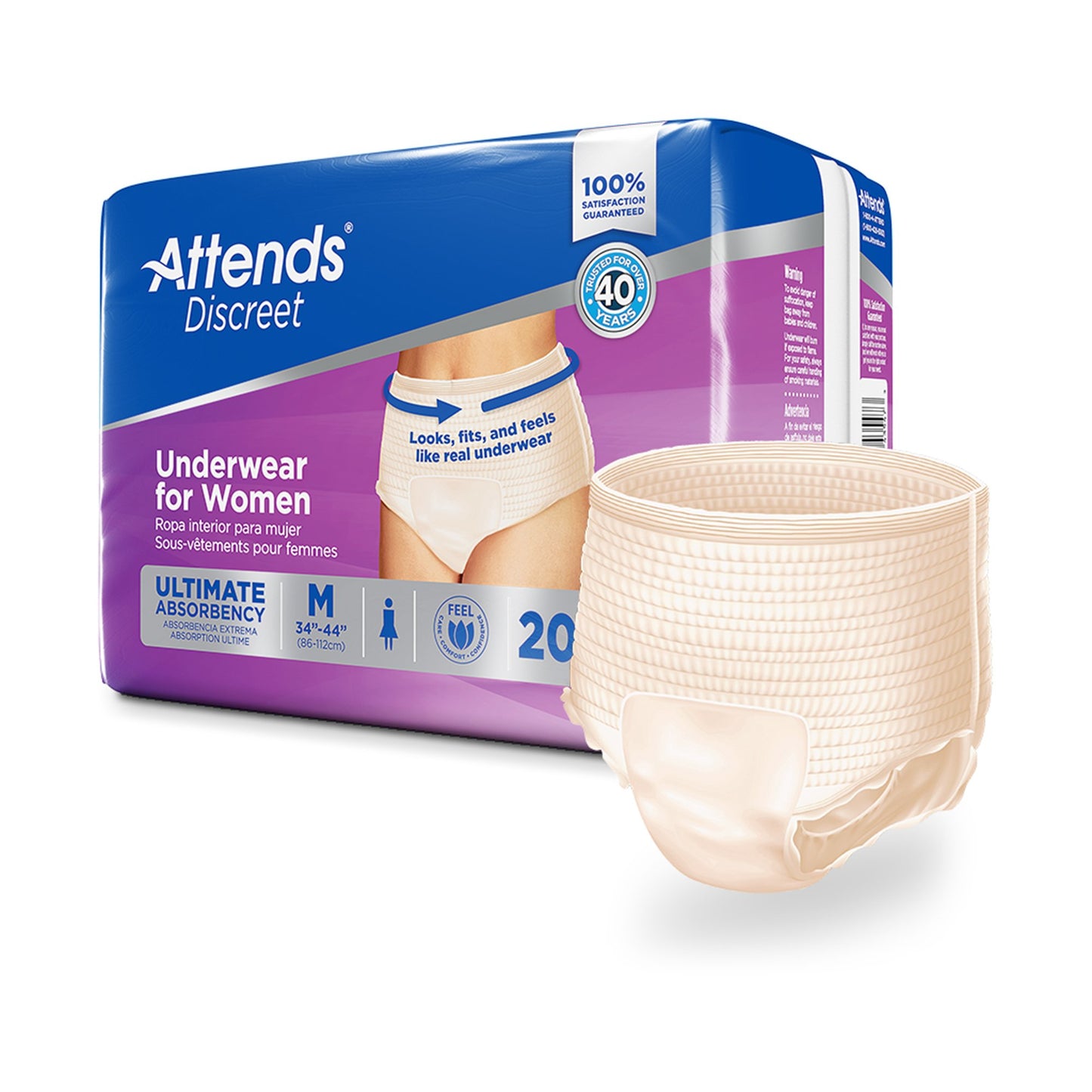 UNDERWEAR, DISCREET ATTENDS FML SM/MED