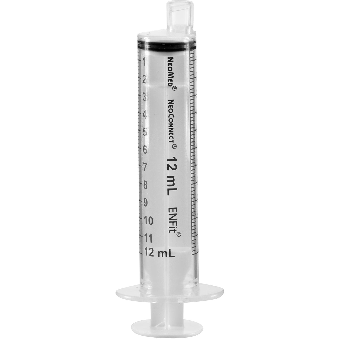 SYRINGE, NEOCONNECT RUSBL CLRBARREL W/BLK MARKS 12ML
