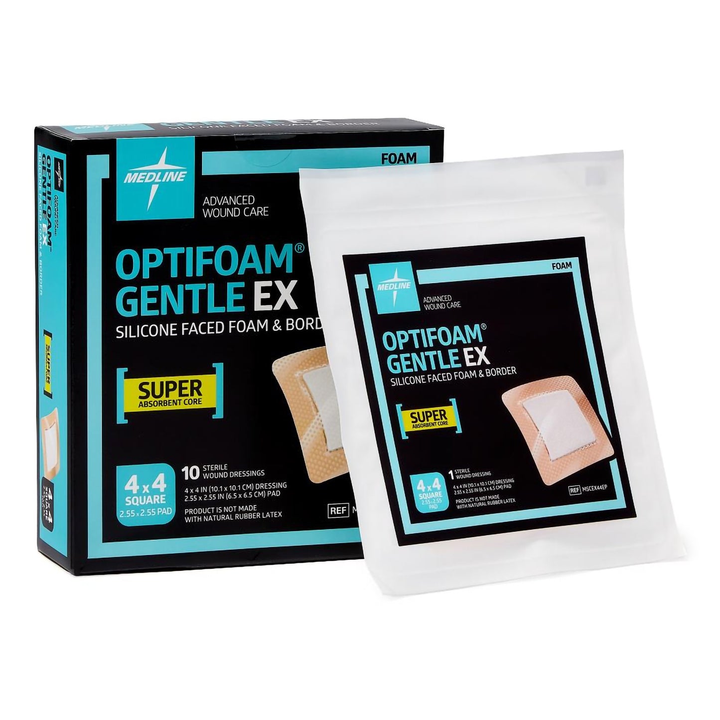 DRESSING, OPTIFOAM GENTLE EX SIL FACED 4"X4"