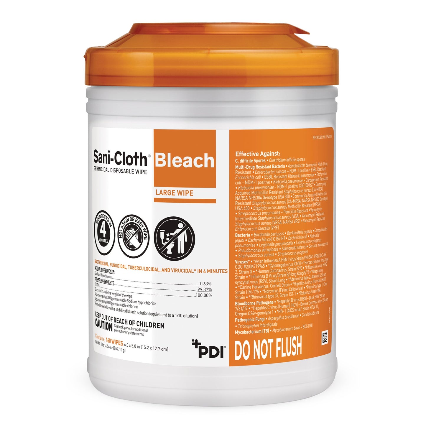 WIPE, GERMICIDAL SANI-CLOTH BLEACH 6"X5"