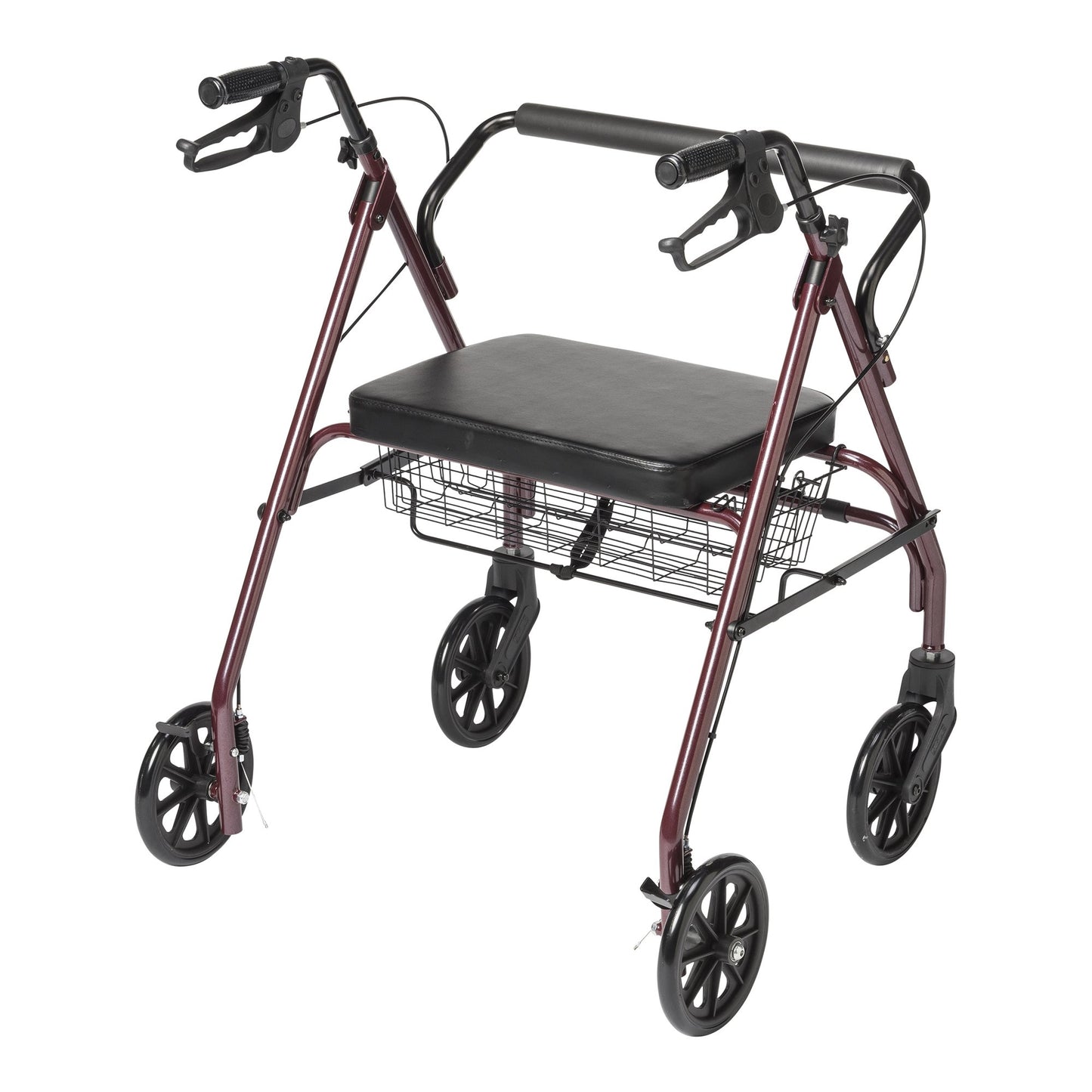 ROLLATOR, BARIATRIC FLDING STEEL 8" WHEELS RED 500LB