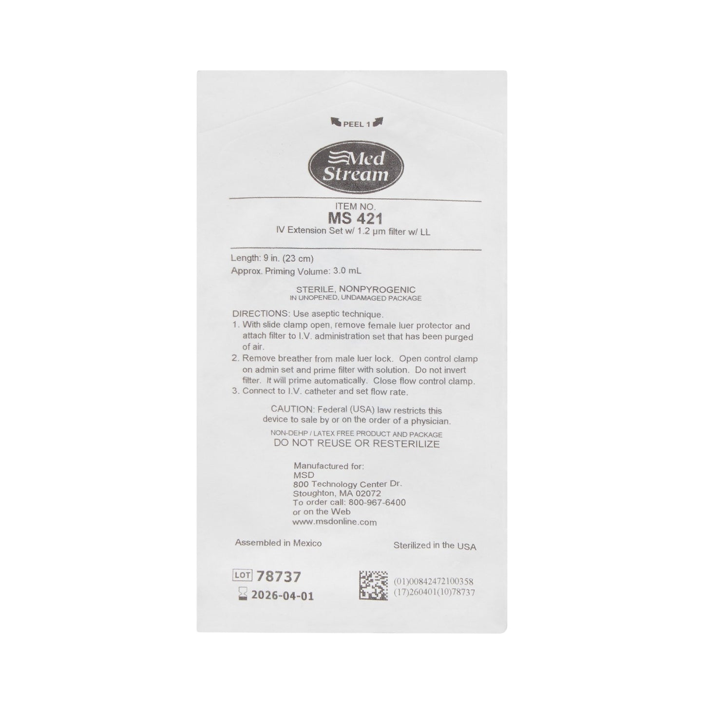 IV EXTENSION SET, STND BORE FILTER 1.2M M/F LL 9"