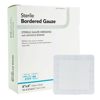 GAUZE, BORDERED STR 6"X6"