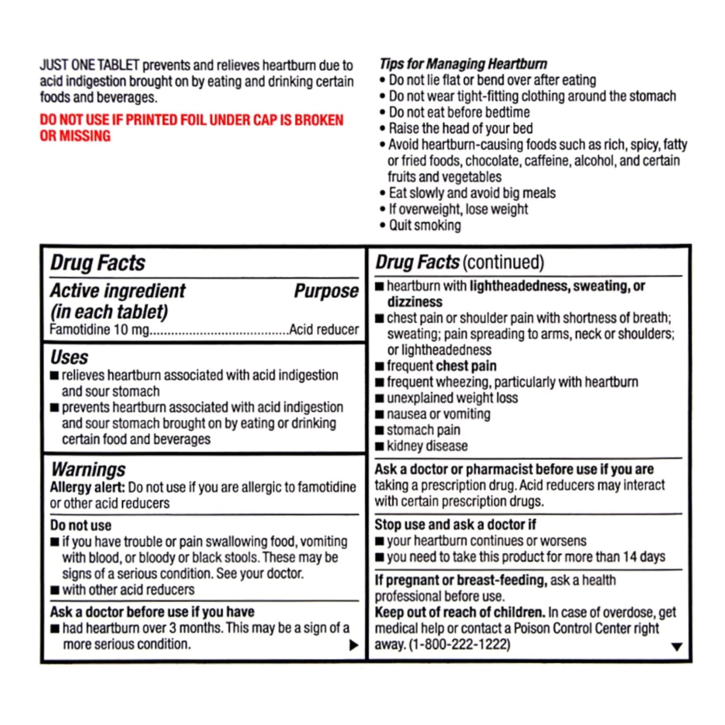 HEARTBURN RELIEF, TAB 10MG