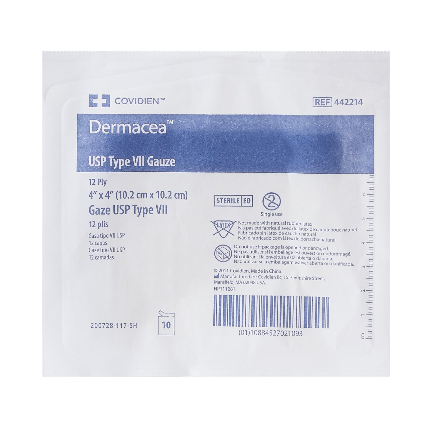 SPONGE, GAUZE DERMACEA 12PLY STR 4"X4"