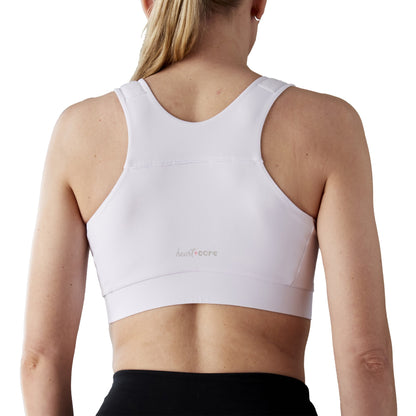 BRA, PST-OP SHIRL W/DBL ZIP FRNT CLSR STRAP WHT SM