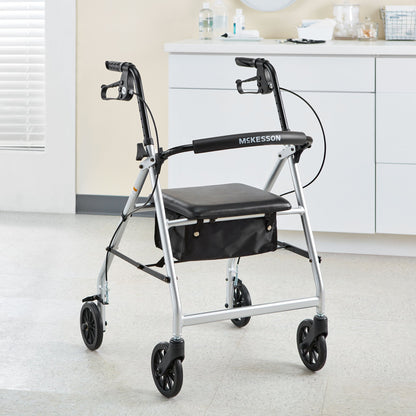 WALKER, ROLLATOR LTWT FOLDINGALUM W/6" WHLS SLVR 300LB