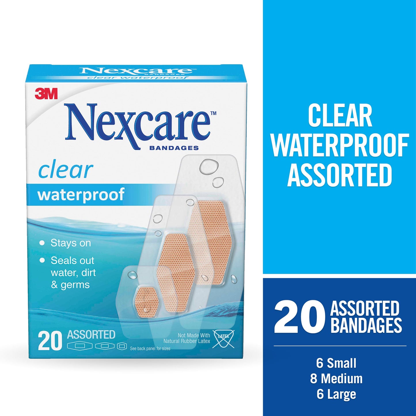 BANDAGE, NEXCARE WATERPROOF ASSORTED CLR