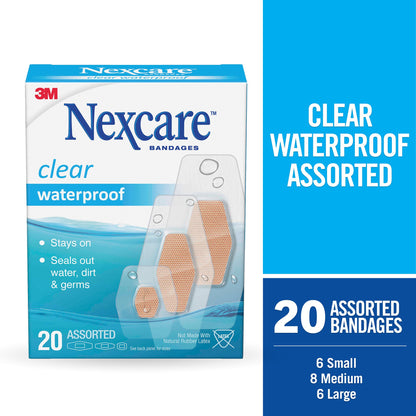 BANDAGE, NEXCARE WATERPROOF ASSORTED CLR